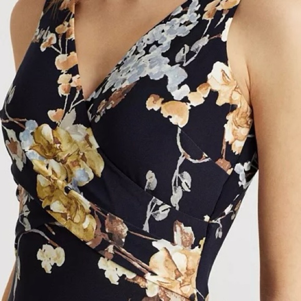 Ralph Lauren Black Label Petite Floral Sleeveless Jersey Maxi Dress Size 0P - Picture 4 of 14